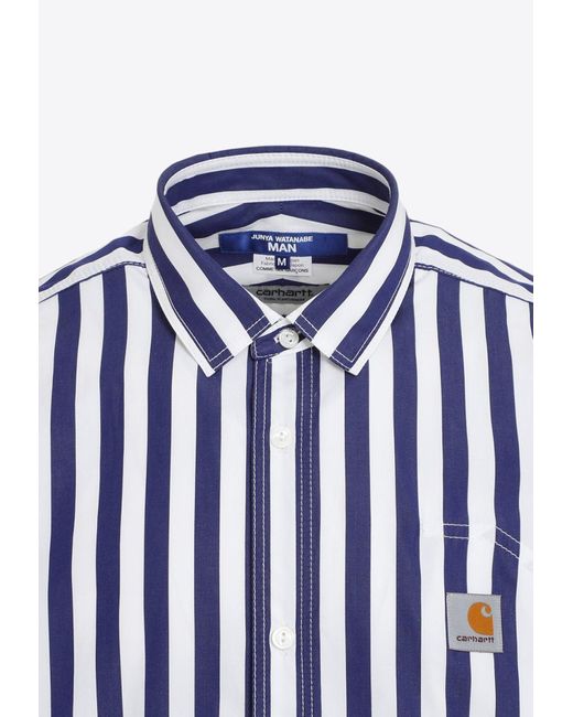 Junya Watanabe Blue X Carhartt Striped Short-Sleeved Shirt for men