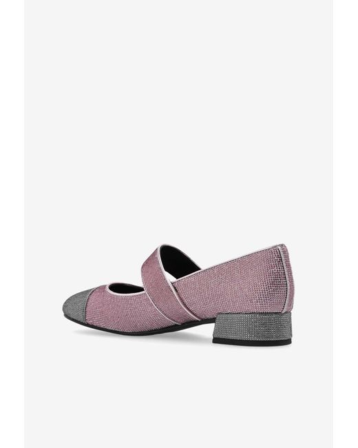 Tory Burch White Cap-Toe May Jane Pavé Ballet Flats