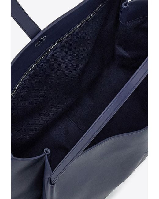 Ferragamo Blue Large Gancini Leather Tote Bag