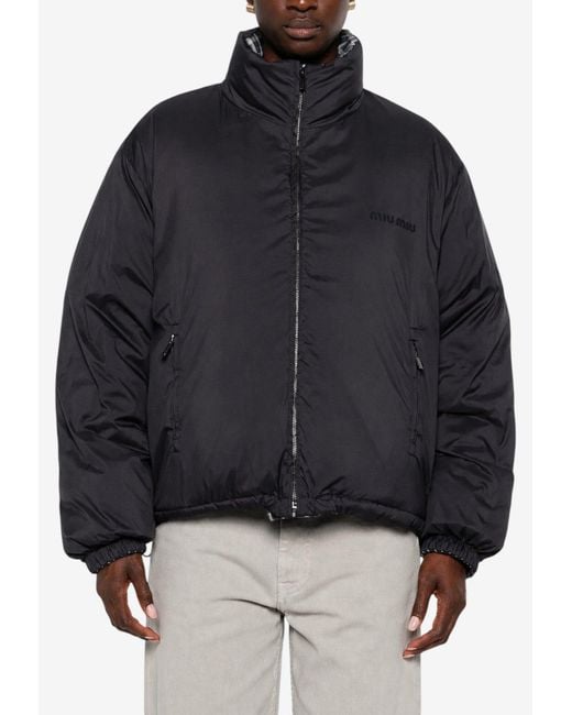 Miu Miu Black Reversible Checked Down Jacket
