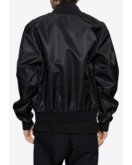 Dolce & Gabbana Black Logo-Patch Zip-Up Jacket for men