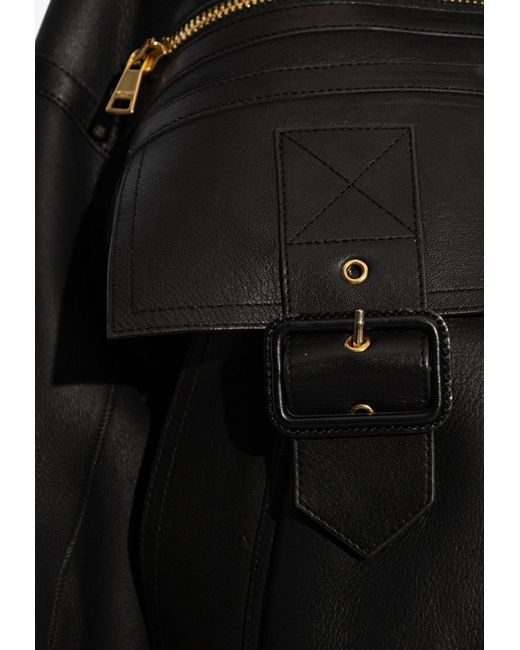 Balmain Black Shearling And Leather Jacket