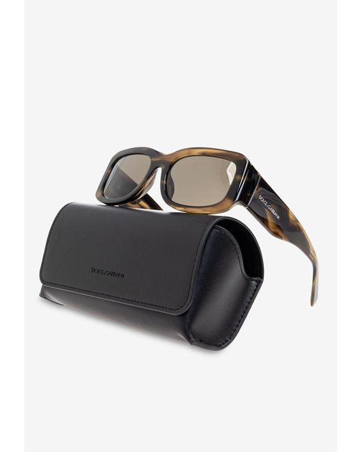 Dolce & Gabbana Brown Rectangular Logo Sunglasses for men