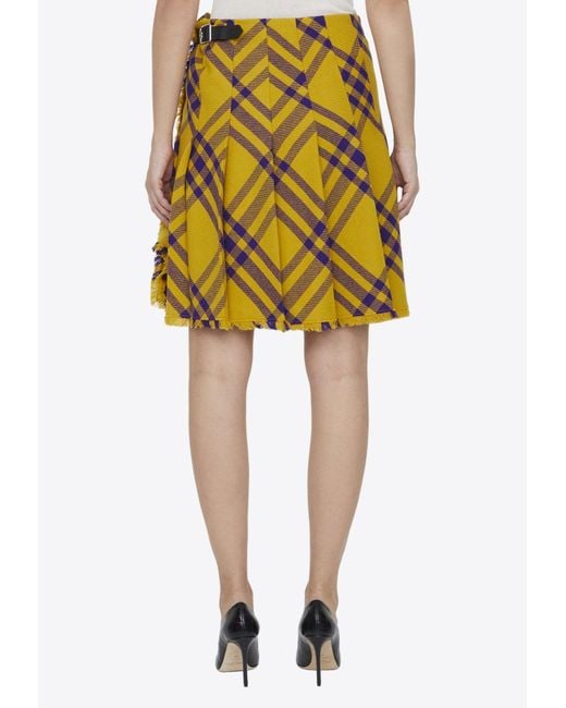 Burberry Yellow Check Wool Mini Skirt