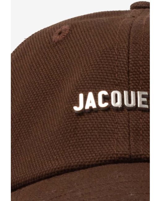 Jacquemus Brown Frayed Logo Baseball Cap