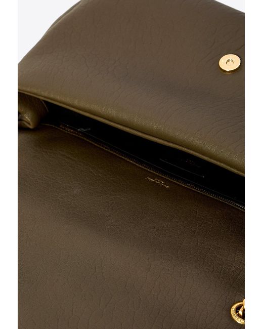 Saint Laurent Gray Large Calypso Grained Leather Shoulder Bag