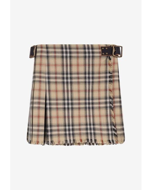 Burberry Natural Checked Wrap Skirt