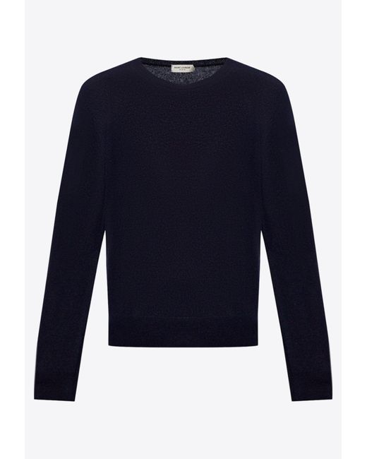 Saint Laurent Blue Cashmere-Blend Crewneck Sweater for men