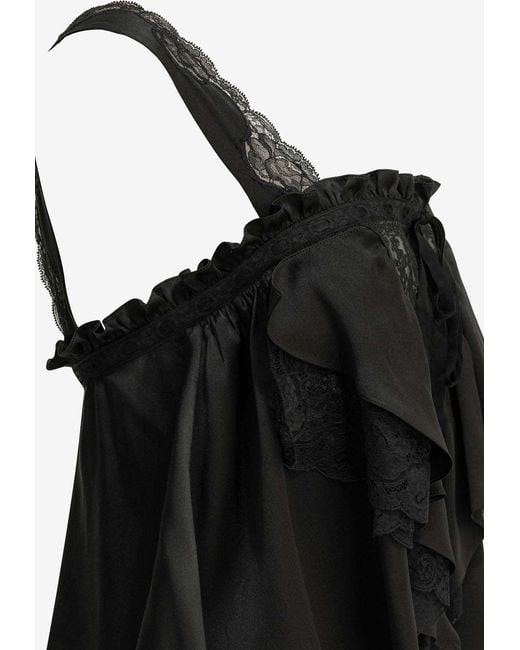 Chloé Black Ruffled Silk Top