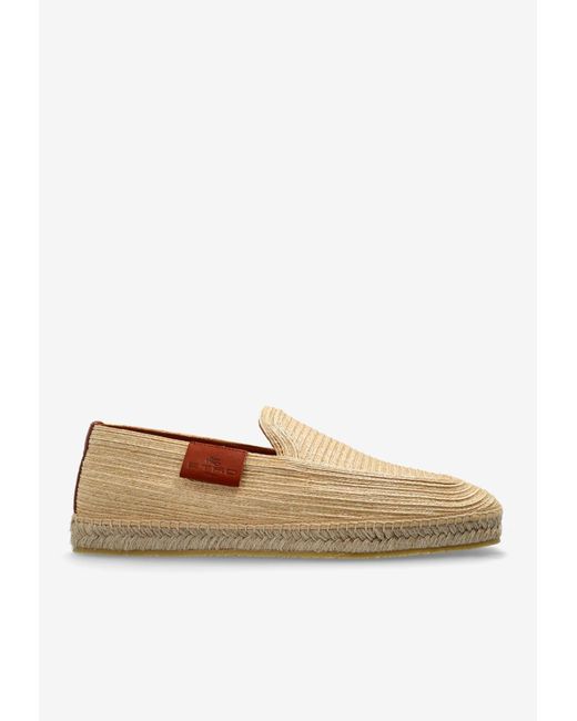 Etro White Logo Patch Jute Espadrilles for men
