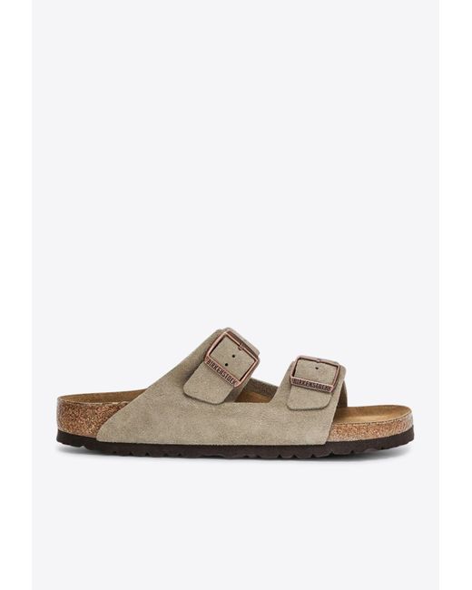 Birkenstock White Arizona Double-Buckle Leather Slides for men