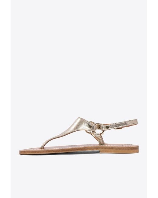 K. Jacques White Ankle-Strap Leather Sandals