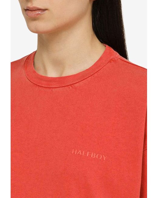 Halfboy Red Logo Crewneck T-Shirt