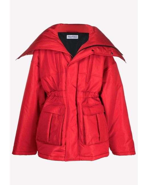 red balenciaga coat