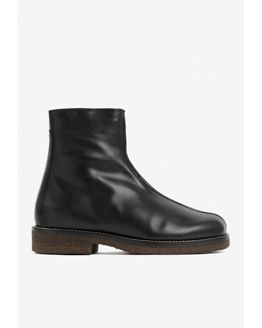 Lemaire Black Ankle Leather Boots for men