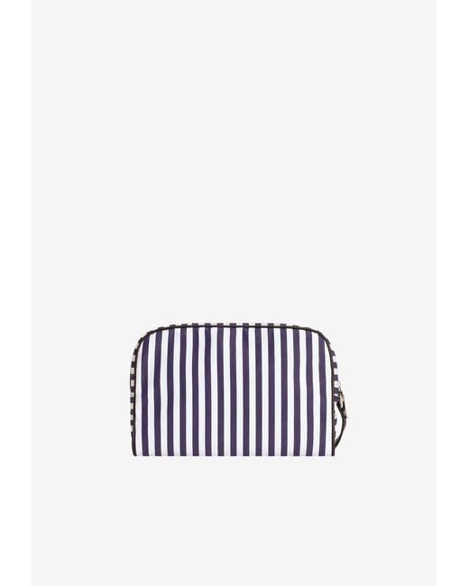 Dolce & Gabbana White Logo Patch Striped Pouch Bag for men