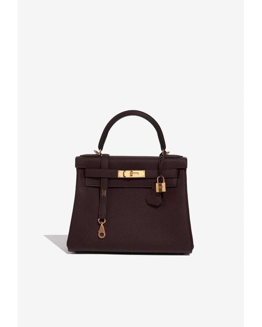 Hermès Brown Kelly 28 In Rouge Sellier Togo With Gold Hardware