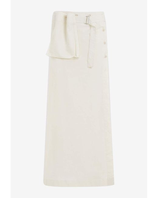 Lemaire White Maxi Buttoned Wrap Skirt