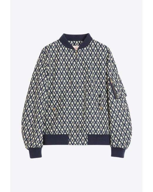 Valentino Gray Toute La V Print Bomber Jacket for men
