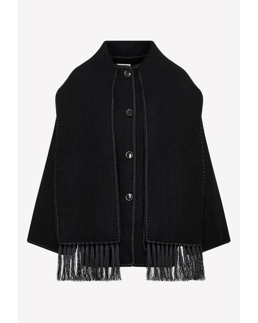Totême Wool Embroidered Scarf Jacket in Black Lyst