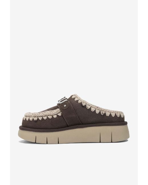 Mou Brown Bounce Suede Clogs