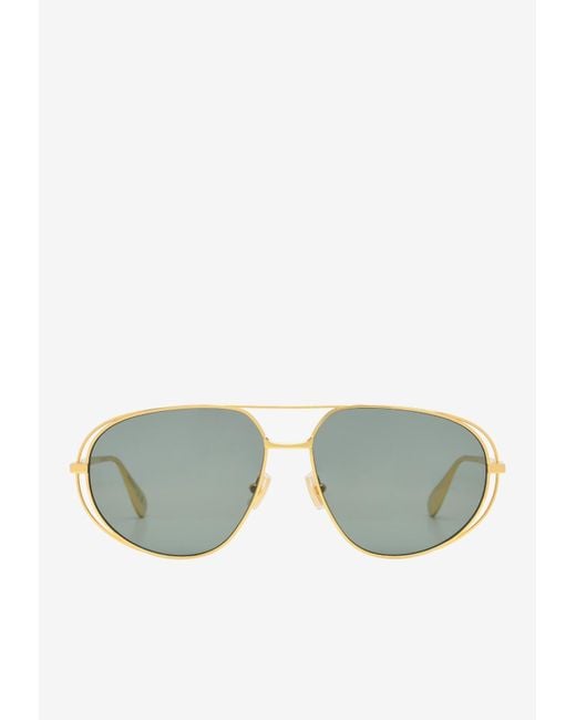 Bottega Veneta Green Double-Framed Aviator Sunglasses