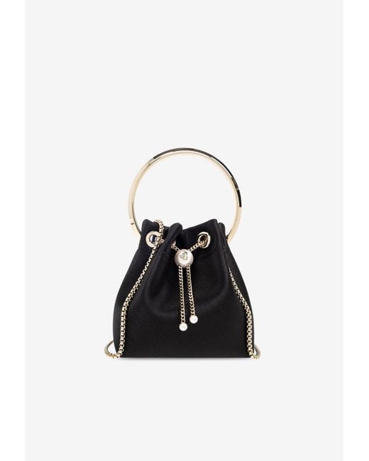 Jimmy Choo Black Bon Bon Satin Top Handle Bag