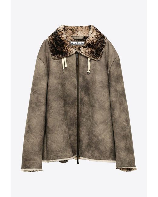 Acne Brown Shearling Suede Fur Jacket for men