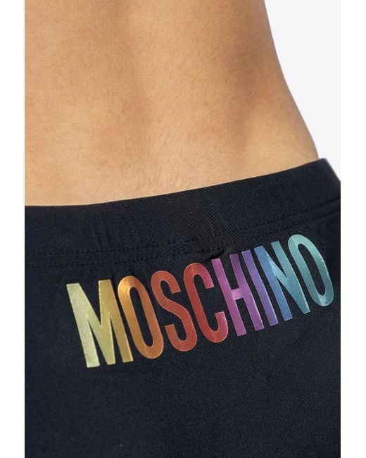 Moschino Black Logo Print Swimming Briefs for men