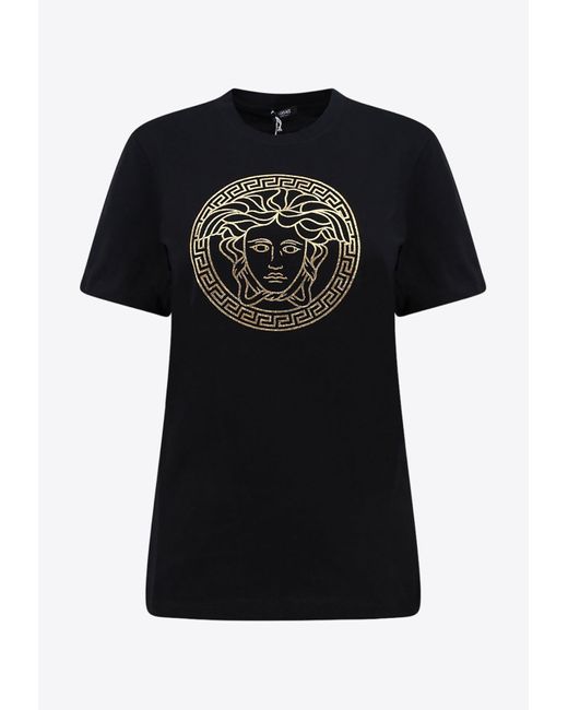 Versace Black Medusa Head Print Crewneck T-Shirt