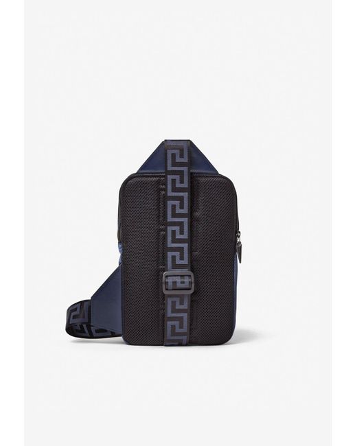 Versace Greca Single Strap Backpack in Blue for Men | Lyst
