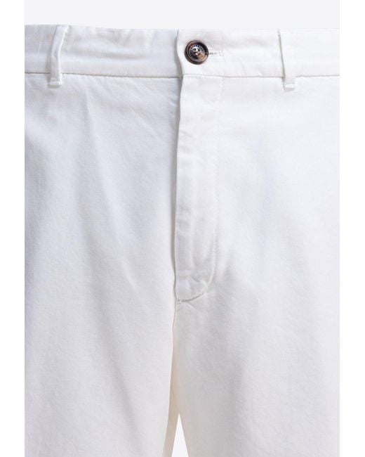 Brunello Cucinelli White Twill Bermuda Shorts for men