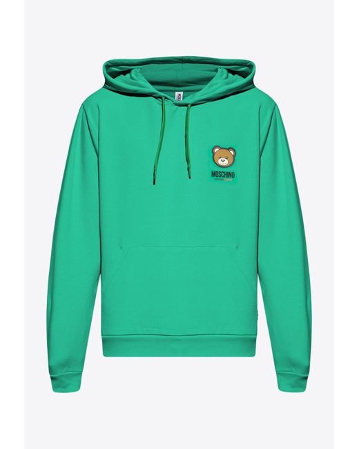 Moschino Green Teddy Bear Hooded Sweatshirt for men