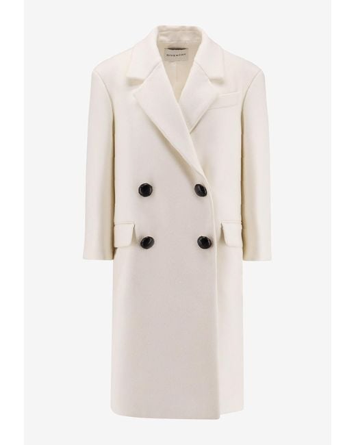 Givenchy Natural Double-Breasted Wool Coat