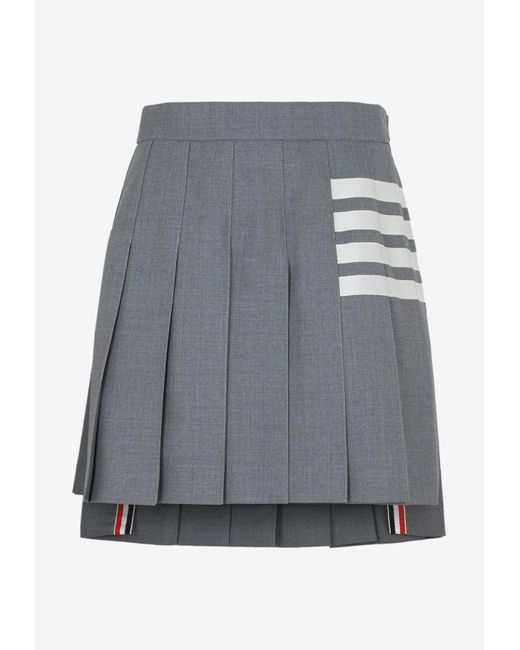 Thom Browne Gray 4-Bar Pleated Mini Skirt