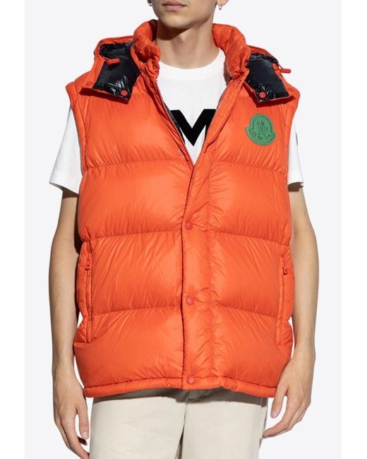 Moncler Orange Cyclone Down Jacket With Detachable Sleeves for men