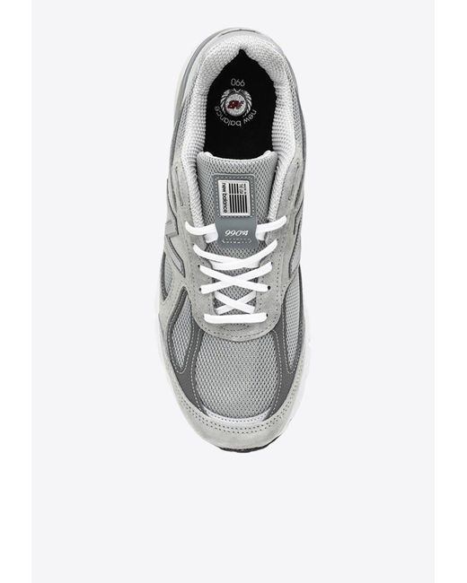New Balance White 990V4 Low-Top Sneakers for men