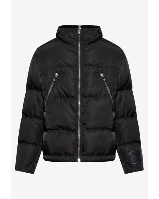 Versace Zip-Up Quilted Down Jacket in Black for Men | Lyst
