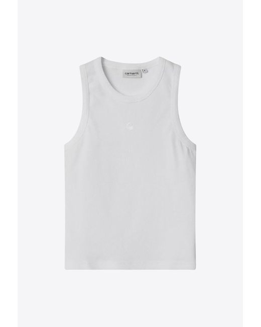 Carhartt White Philips Ribbed Knit Logo Tank Top