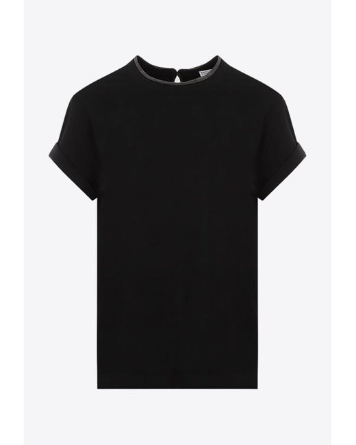 Brunello Cucinelli Black Short-Sleeved Crewneck T-Shirt