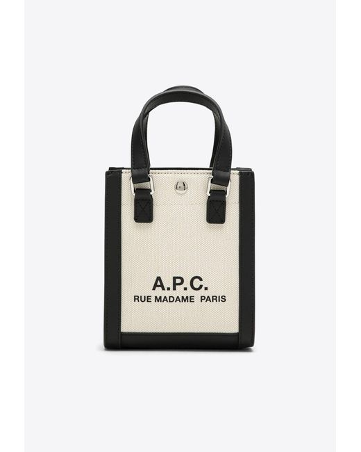 A.P.C. Black Mini Camille 2.0 Logo Print Tote Bag