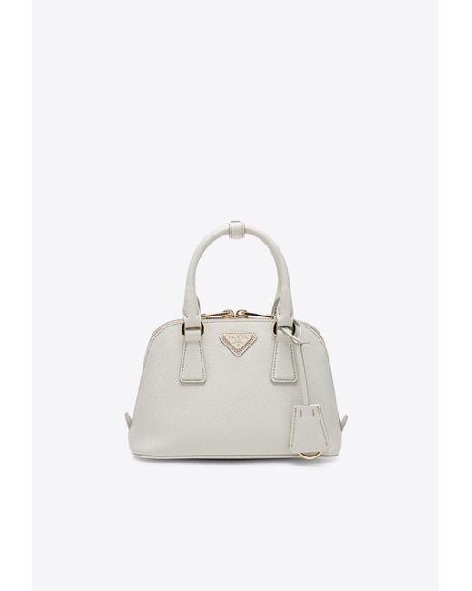 Prada White Promenade Leather Top Handle Bag