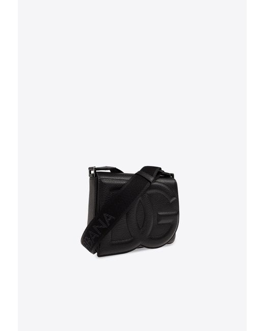 Dolce & Gabbana Black Medium Dg Logo Messenger Bag for men