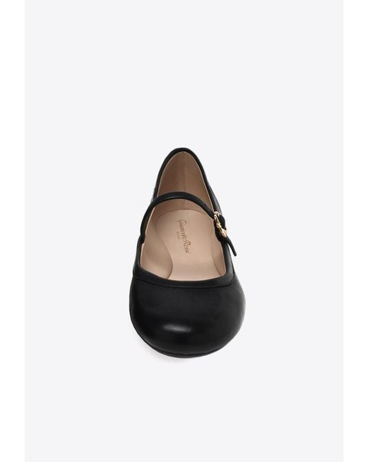 Gianvito Rossi Carla Leather Ballerina Shoes in White | Lyst