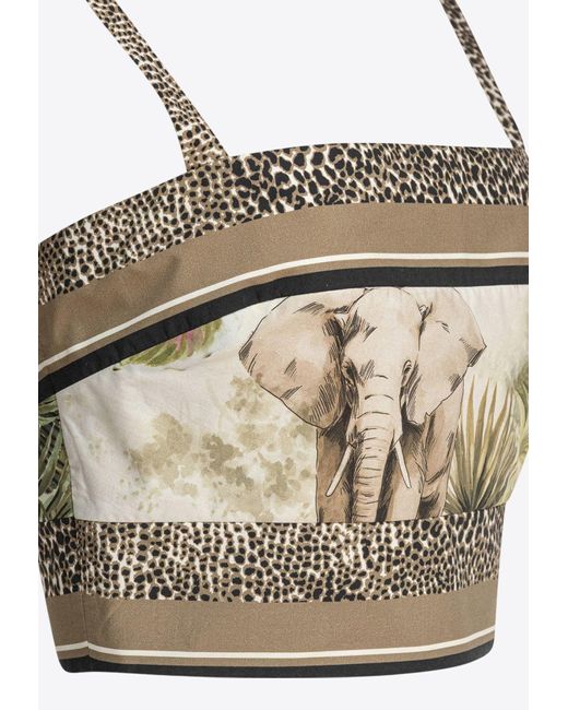 Elie Saab Gray Savannah Print Cropped Top