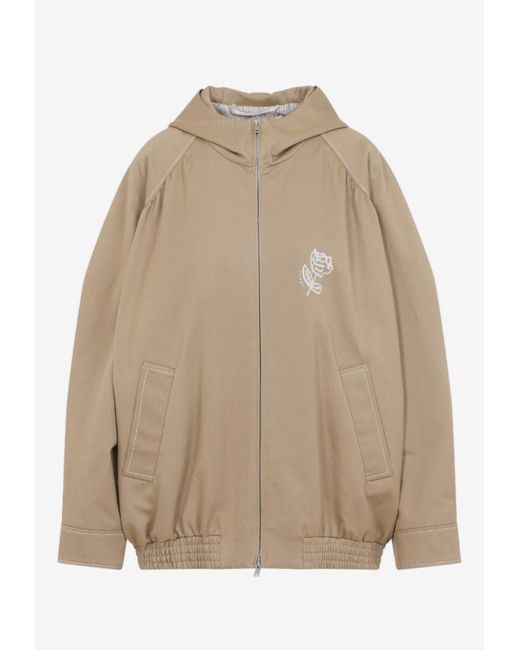Marni Natural Embroidered Tulip Zip-Up Hoodie