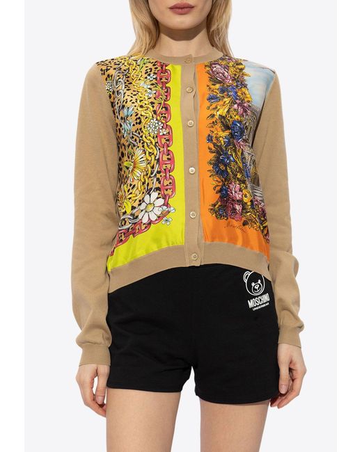 Moschino Multicolor Scarf Print Button-Up Cardigan