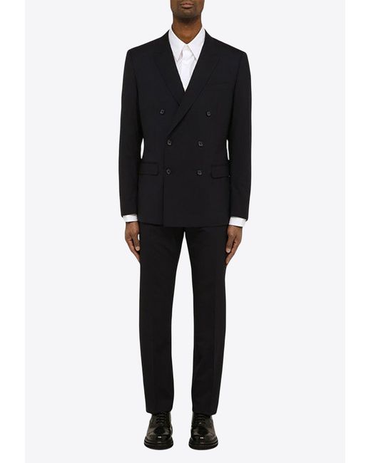 Dolce & Gabbana Black Double-Breasted Wool Suit for men