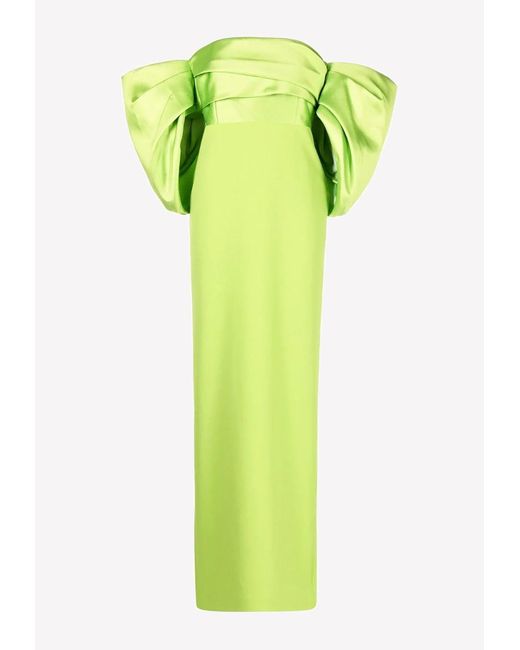Solace London Green Arla Off-shoulder Maxi Dress