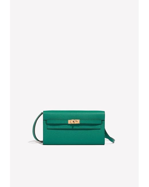 Hermès Green Kelly To Go Wallet In Vert Jade Epsom With Gold Hardware